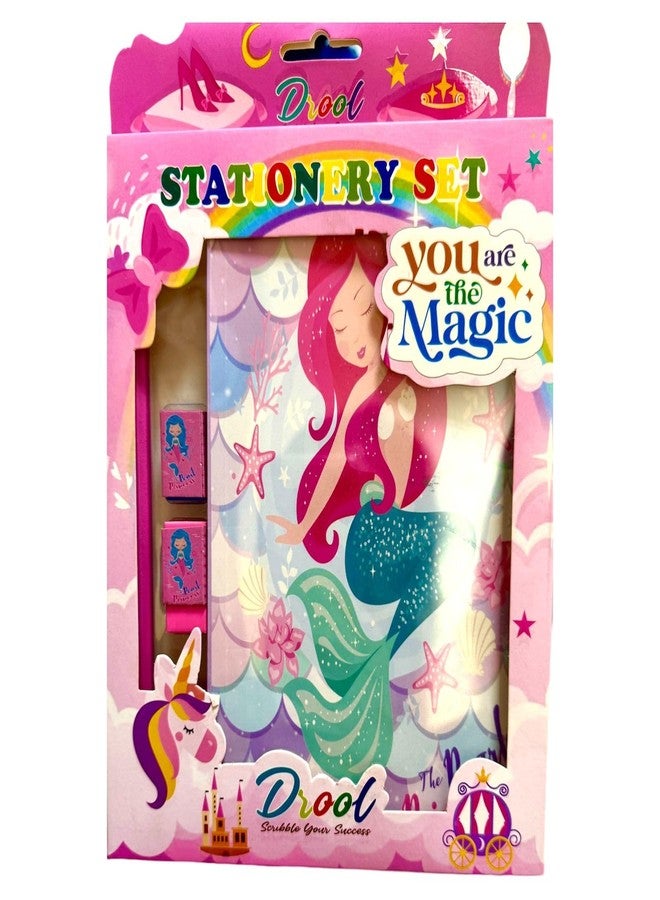 DEEDECORWAVE Mermaid Stationery Set for Boys & Girls | Includes Badge, Notebook, Pen | Ideal Birthday Return Gift for Kids(mermaid book) - Image 4